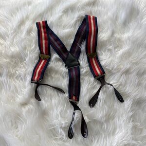 Unbranded | Men’s Red, White & Blue Adjustable Suspenders Stripes Braces Vintage